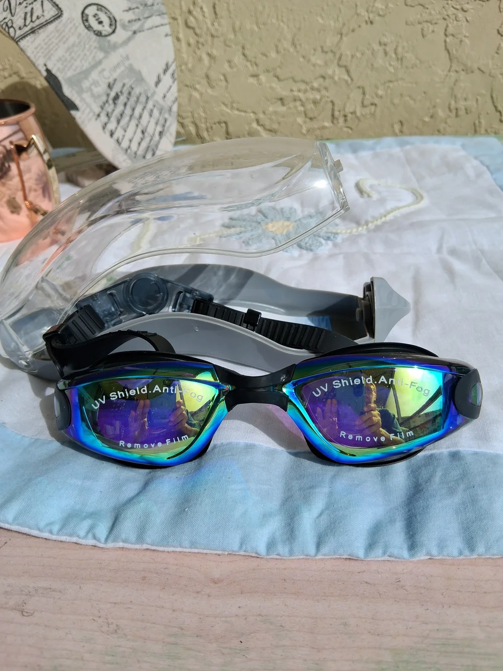 Mirrored Swim Goggles with UV Shield - Blue/Green